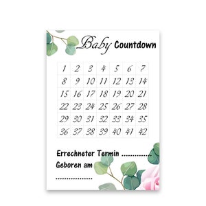 Baby Countdown Zähler A4 - Countdown Geburt - Wochen zählen - Schwangerschaft
