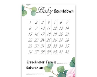 Baby Countdown Zähler A4 - Countdown Geburt - Wochen zählen - Schwangerschaft