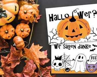 Halloween Karten Set 50 tlg. Kinder Nachbarschaft Halloweenliebhaber / Halloweengegner