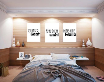 3er Set Poster Gästezimmer, Ferienwohnung