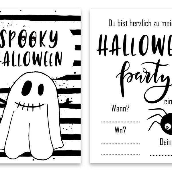 Einladungskarten Halloweenparty 6-teilig, Einladung Gespenst, Gruselparty