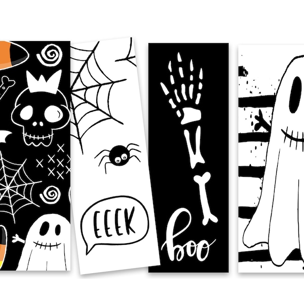 Bookmark Set 4 piezas de Halloween, Ghost, Mitgebsel Children's Birthday Party