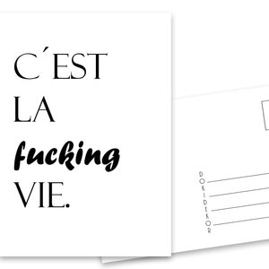 Cartão postal "C'est la porra vie" saco de festa para presente ideia de presente para mudança de casa