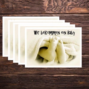 5 Postkarten "Wir bekommen ein Baby"