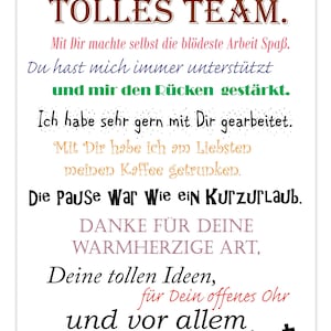 Abschied Kollege/Kollegin Geschenk Ruhestand Jobwechsel Dankeschön Poster A4 Bild 2