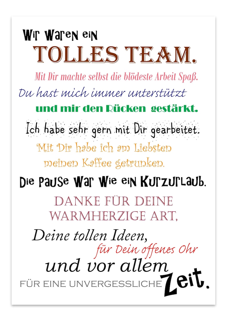 Abschied Kollege/Kollegin Geschenk Ruhestand Jobwechsel Dankeschön Poster A4 Bild 2