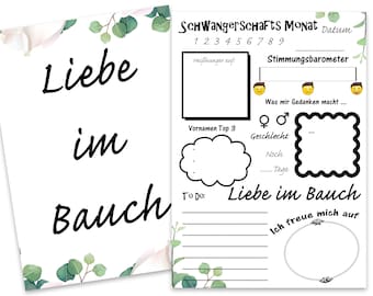 DIY Tagebuch A5 Schwangerschaft 10 tlg. Set Vorfreude - Baby bekommen - Geschenk