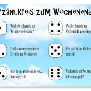 Cercle narratif de jeu de cartes pour le week-end 10pcs. Jeu de dés Éducateur pour enfants Professeur