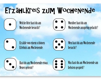 Kartenset Erzählkreis zum Wochenende 10tlg. Würfelspiel Kinder Erzieher Lehrer