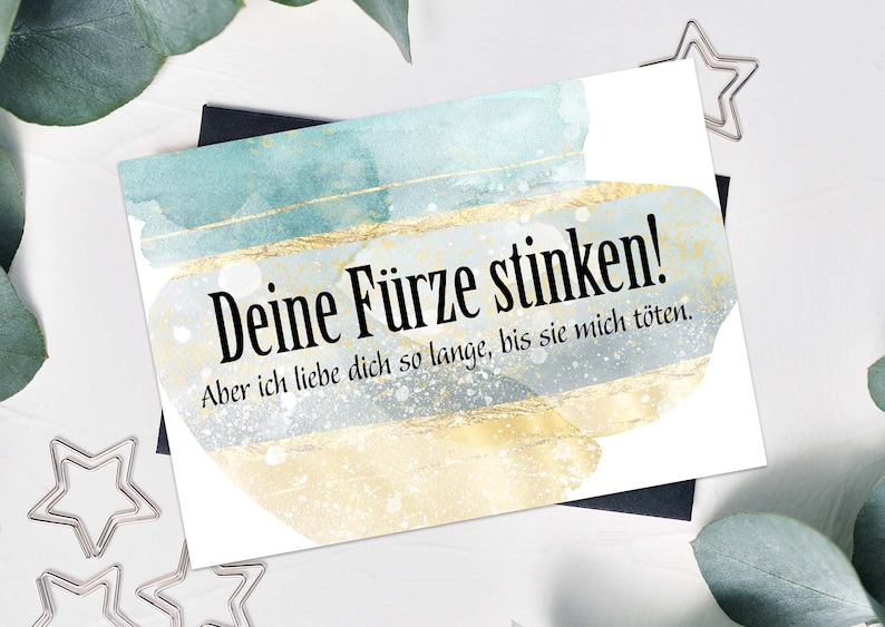 Grußkarte Jahrestag, Valentinstag, Hochzeitstag Deine Fürze stinken Bild 1