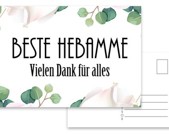 Thank you card midwife postcard obstetrician baby birth thank you gift midwife midwife