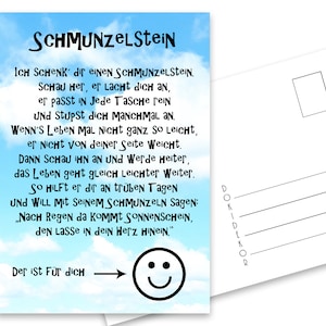 Schmunzelstein Karte Geschenk Kinder Abschiedsgeschenk Glücksbringer Mitgebsel