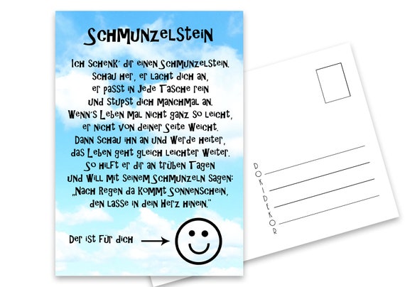 Schmunzelstein Karte Geschenk Kinder Abschiedsgeschenk Etsy