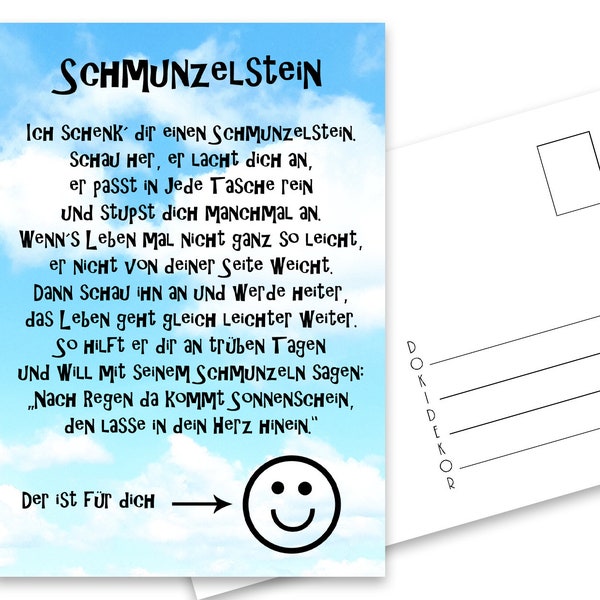 Schmunzelstein Card Gift Children Farewell Gift Lucky Charm Mitgebsel