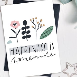 Grußkarte "happiness is homemade" Freund Freundin Geschenk Einzug