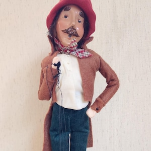 Vintage Byers Choice Marionette Pinocchio Puppet Man Caroler - 12.5&quot; tall