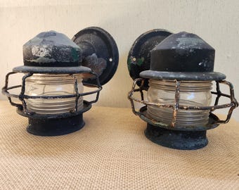 Vintage Nautical Cage Salvage Ship lantern Jelly Jar Sconce Light wall Fixtures