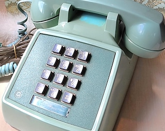 Vintage Mint Green/Blue Western Electric Bell Desktop Push Button Telephone