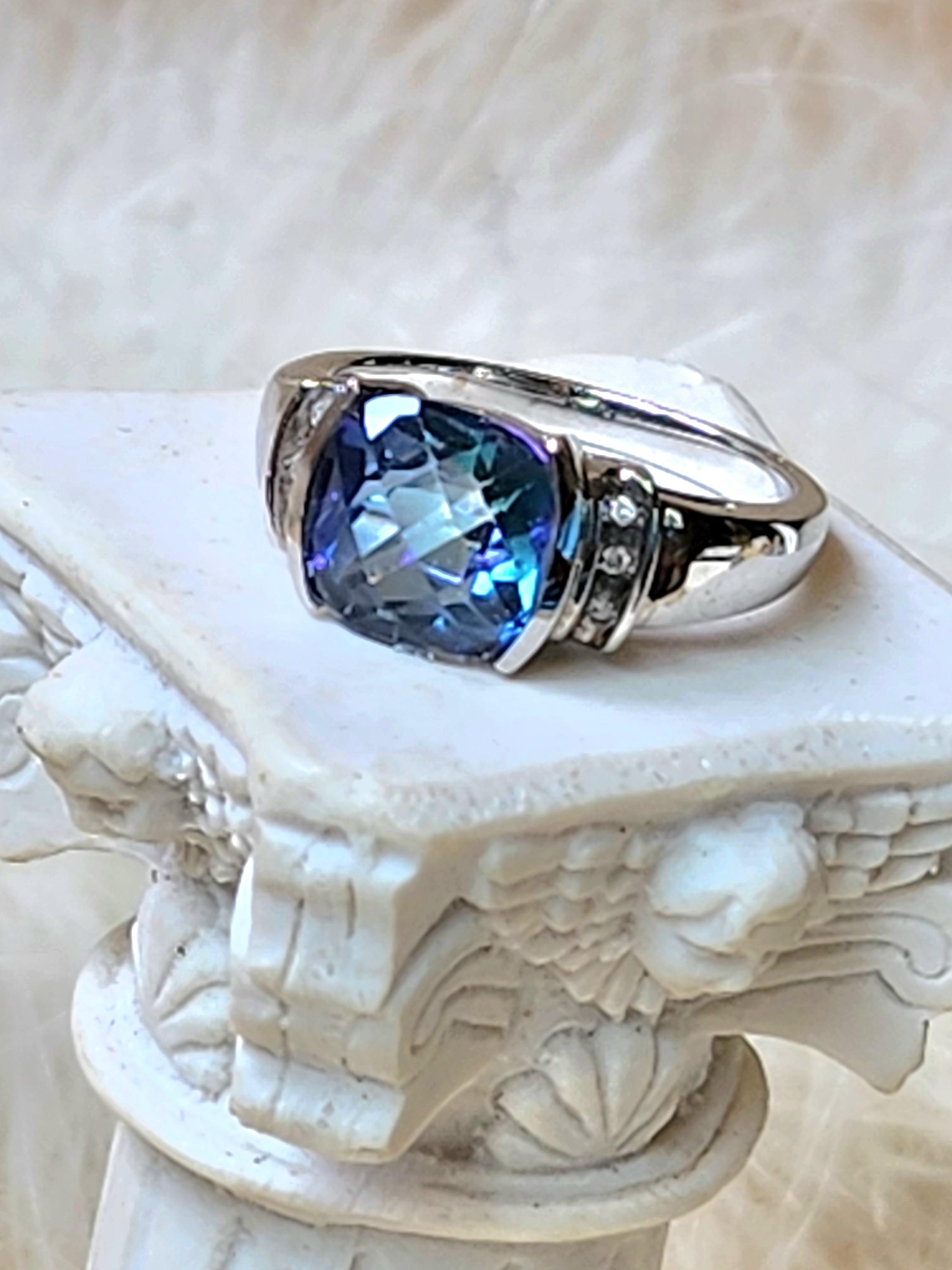 Samuel Aaron 10K White Gold Diamond & Pink Heart Stone Ring