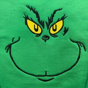 Green Grinch Embroidered Ugly Christmas Sweater - Etsy