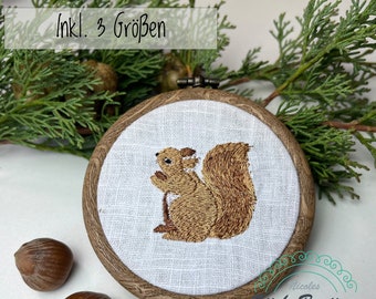 Embroidery file Mini Squirrel in 3 sizes