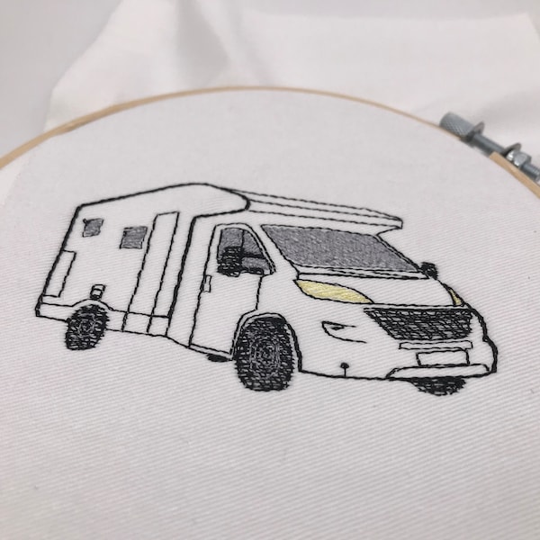 Camper Wohnmobil 10x10 Caravan Camping Teilintegriert Embroidery File Stickdatei Stickerei