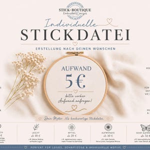 Aanmaken van een borduurpatroon volgens sjabloon / op verzoek - Kosten: 5 euro