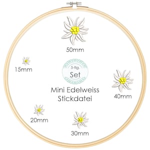 Archivo de bordado Mini Edelweiss Set 5 piezas.