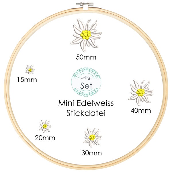 Embroidery file Mini Edelweiss Set 5pcs.