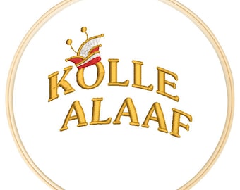 Embroidery file lettering Kölle Alaaf with fool's cap