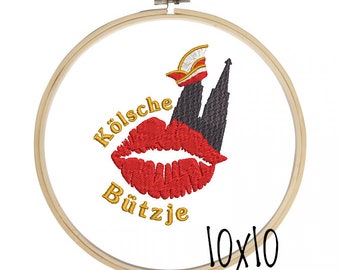Embroidery file Kölsche Bützje Cologne Carnival 10x10
