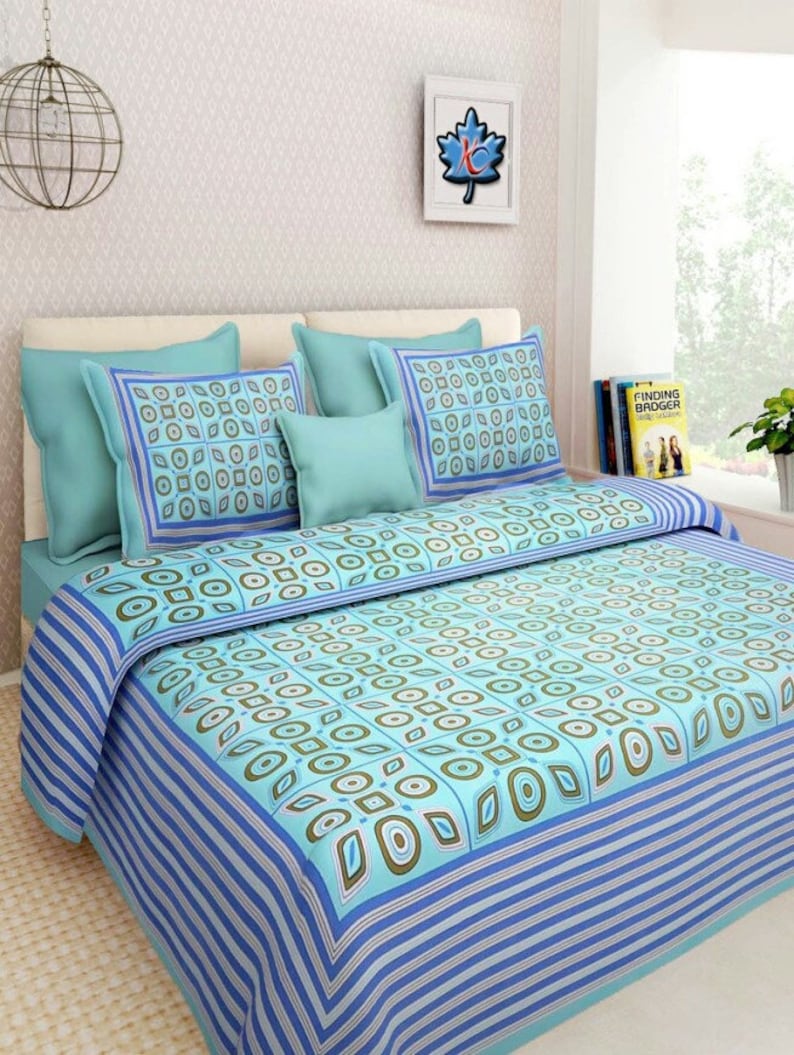 Jaipur traditional Printed Bed sheet full king size 220x270 cm.with 2 pillow cover