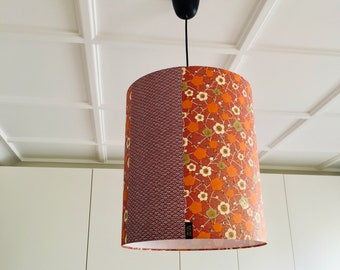 Suspension papier japonais, abat-jour, lampe, luminaire - Fleurs d'automne, Orange