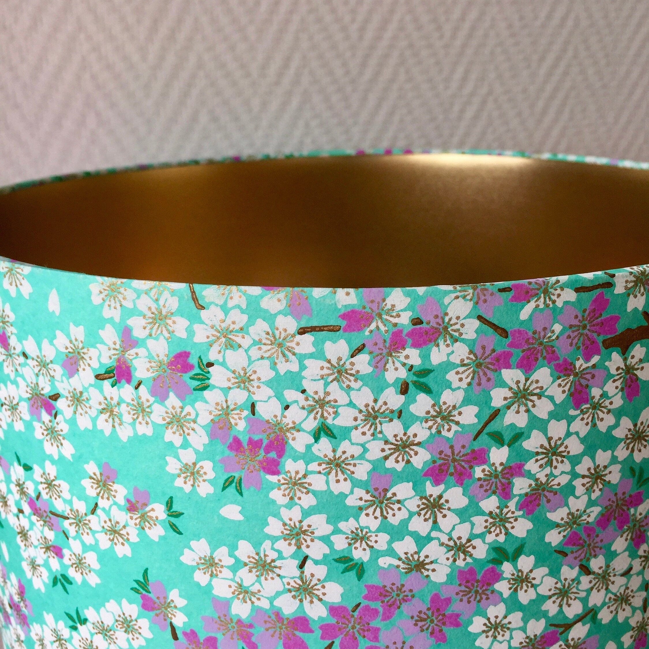 Abat-Jour, Suspension, Luminaire - Fleurs de Cerisier, Vert Cobalt