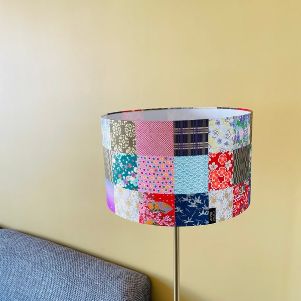 Abat-jour papier japonais, suspension, lampe, luminaire - Inspiration Patchwork