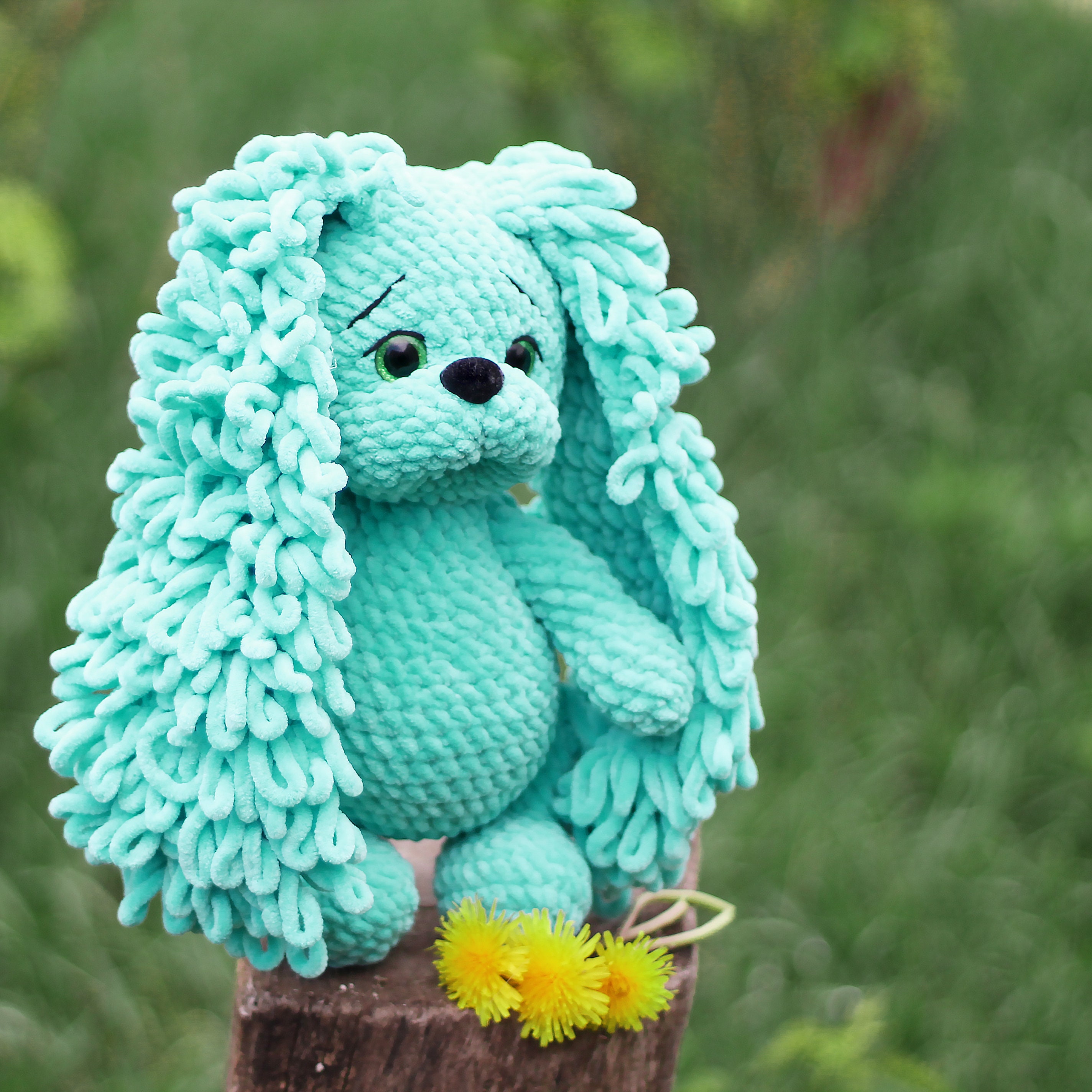 green bunny stuffed animal