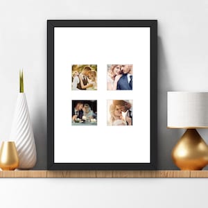 Cadre photo carré Instax - Présentoir 1 2 3 4 ouvertures pour la famille et les amis - Photo nouveau-né 1re année - Idée cadeau collage selfie rétro