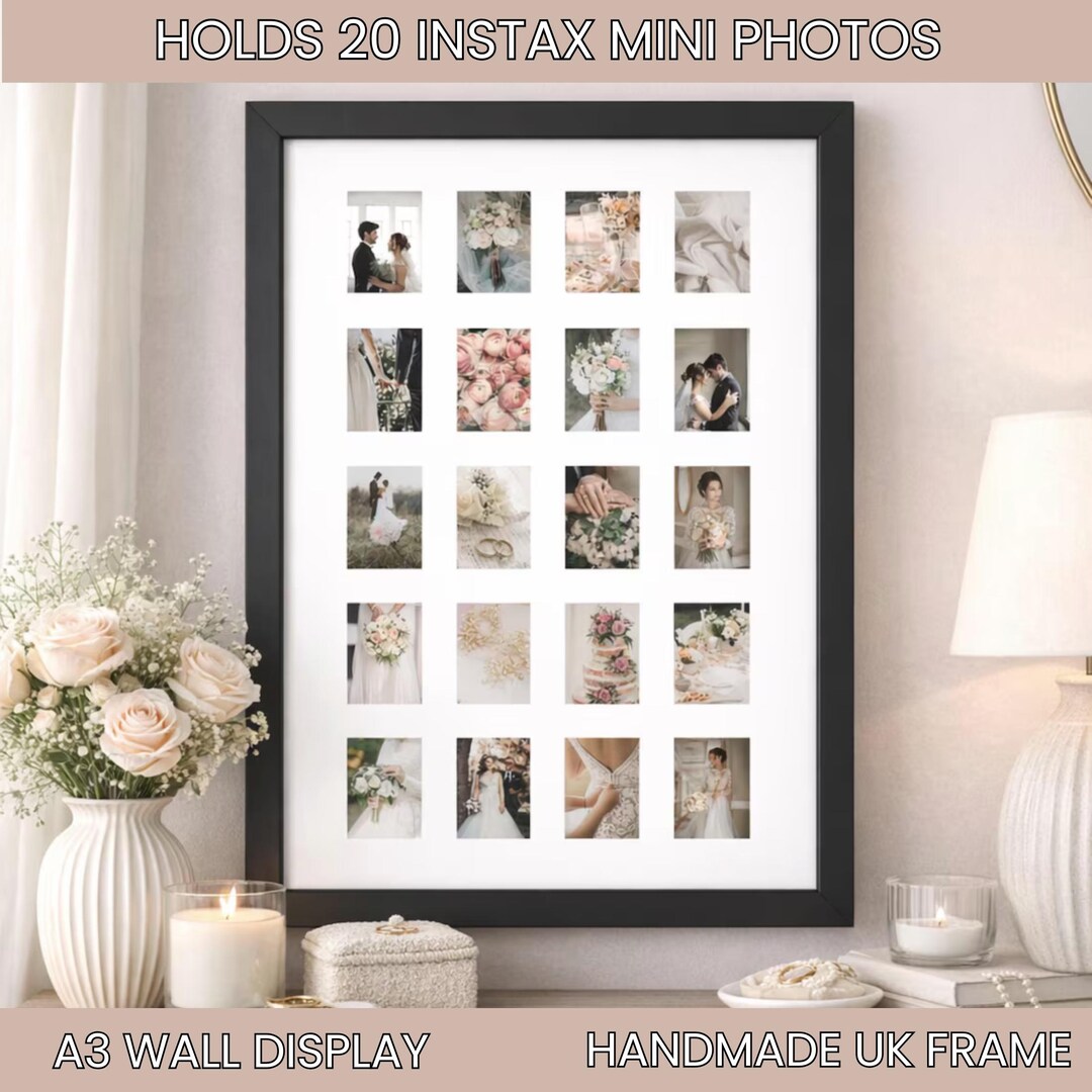 Instax Mini Photo Frame – 20 Collage Wall Display – Handmade Memory ...