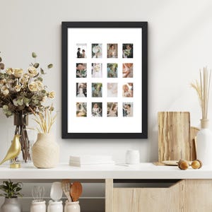 Instax Mini Photo Frame • 16 Aperture Picture Collage, Black or White Wood Design