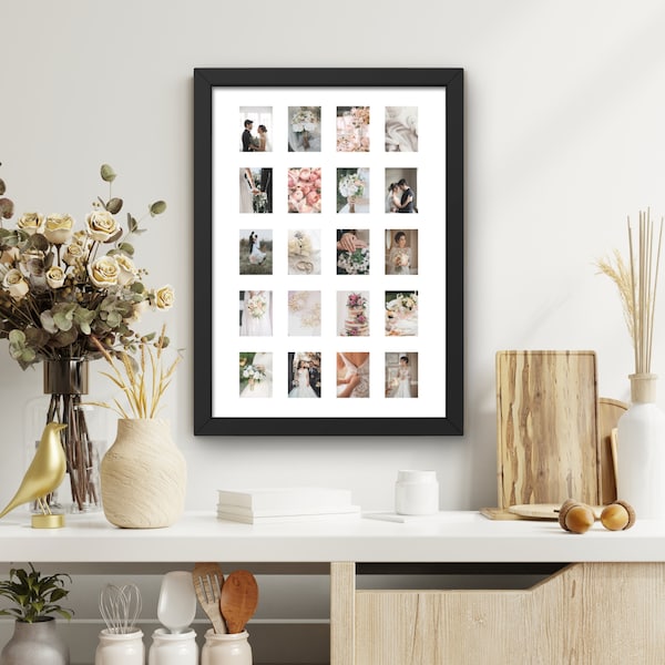 Instax Mini Photo Frame - 20 Aperture - Friends and Family display - Newborn Baby 1st Year Picture Frame - Retro style favourite Selfie