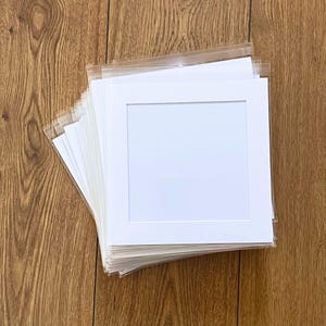 Square Photo Presentation Packs | Square Mount, Backing Board + Cello Bag | White Mount with White Core | Packs of 5, 10 & 20