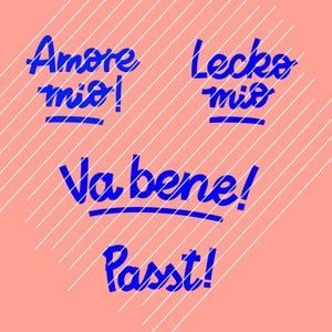 Letras de modelo de plotter Amore mio, Leckomio, se encaixa, Va bene, arquivo de plotter, plotagem, modelo de serigrafia, motivos de texto, dxf, svg, diy