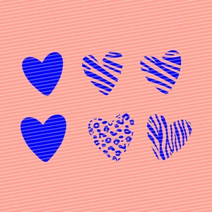 Animal Print Hearts, Herzen mit Tiermuster, Plotterdatei Leoprint, Plotterdatei Zebra, Herz Plotterdatei, Plottervorlage, dxf, Zebramuster