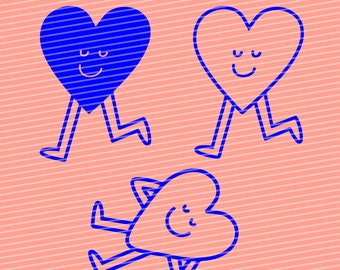 Plotterbestand Relaxing Heart, Running Heart, hart, plottersjabloon, strip, snijplotterbestand, dxf, svg, zeefdruksjabloon, stencil