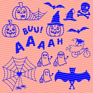 Plotterdatei Halloween Bundle Sofort-Download dxf, SVG, png. Plottervorlagen für Schneideplotter/Siebdruck. Kürbis, Fledermaus, Geist uvm.