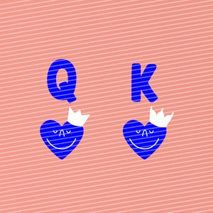 Plotterbestand Koningin, Koning, kaartspel, plottersjabloon, zeefdruksjabloon, zeefdruk, plotten, snijplotterbestand, smiley, dxf, svg