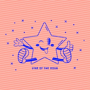Plotterdatei Star of the hour, Geburtstagskind, Plottervorlage, plotten, Schneiderplotter Datei, Comic, Cartoon, Stern, Siebdruckschablone