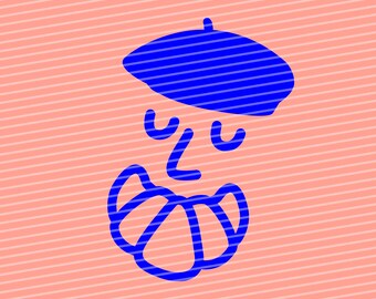 Croissant plotter file, plotter template, screen printing template, France, comic, cartoon, plotting, screen printing, stencil, diy