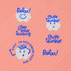 Plotterdatei Overthinker, Overthinking, Relax, plotten, Plottervorlage, siebdrucken, Siebdruckvorlage, Cartoon, dxf, svg