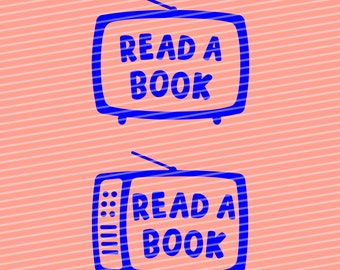 プロッター ファイル Read a Book、プロッター テンプレート、スクリーン印刷テンプレート、テレビ、プロッター モチーフ、ステンシル、dxf、カッティング プロッター ファイル